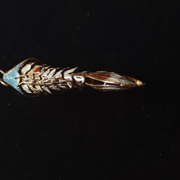 Vtg Articulated cloisonne gold & pearl white enamel.  2 1/2" pendant/charm. - Picture 4 of 7